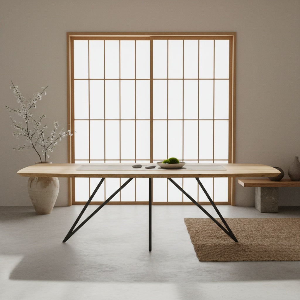 Deens ovale eettafel met dunne ster poot