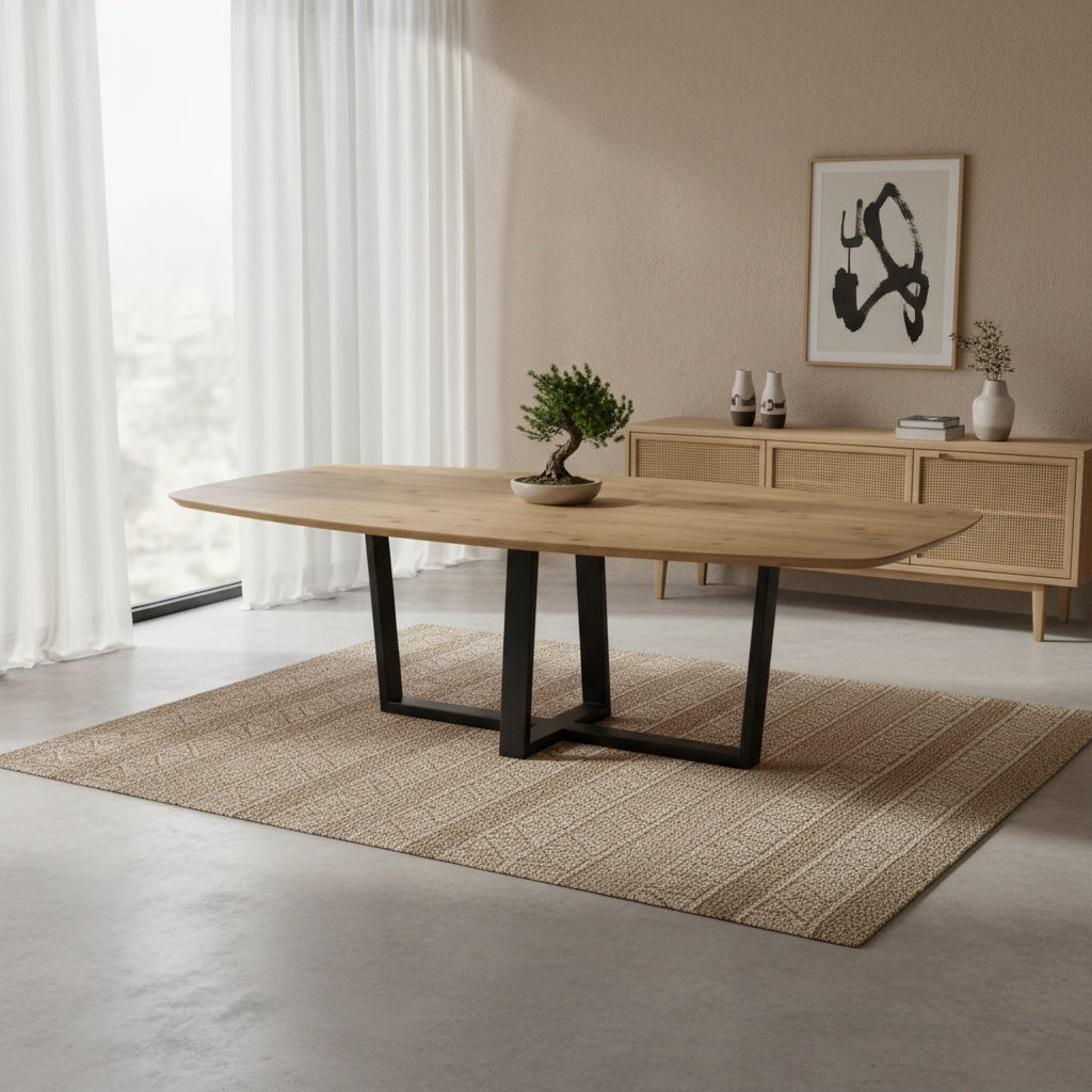 Deens ovale eettafel met dubbele U-poot