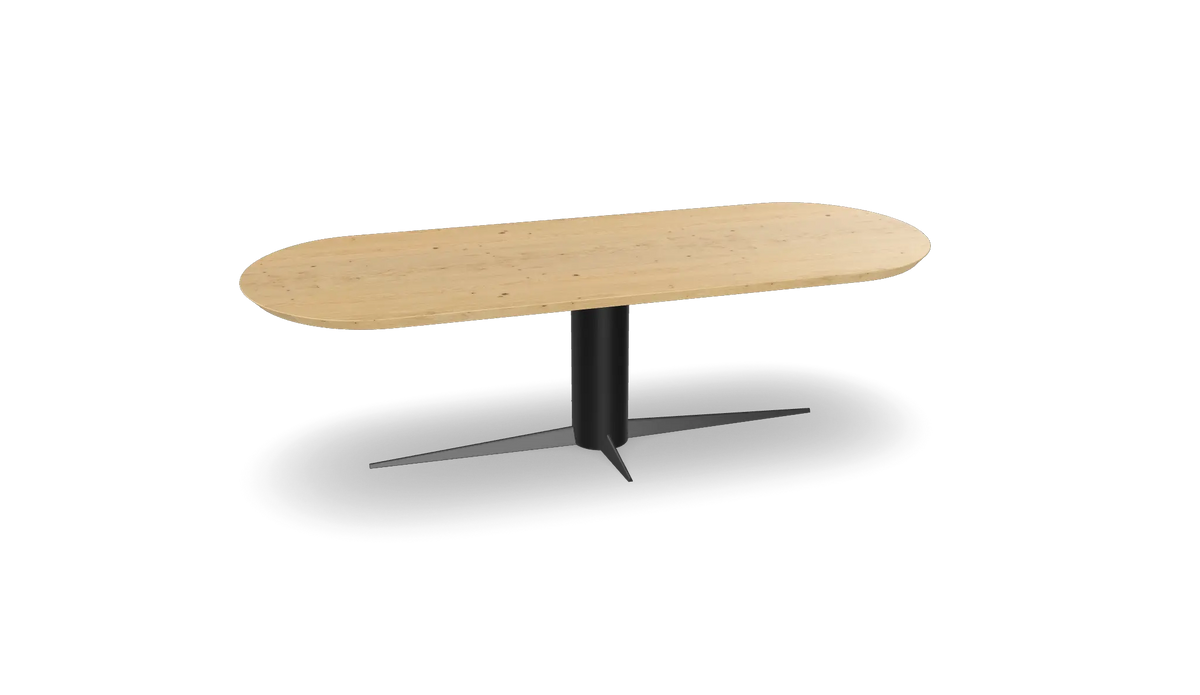Eiken plat ovale eettafel met 1454 Nijhuis Meubels