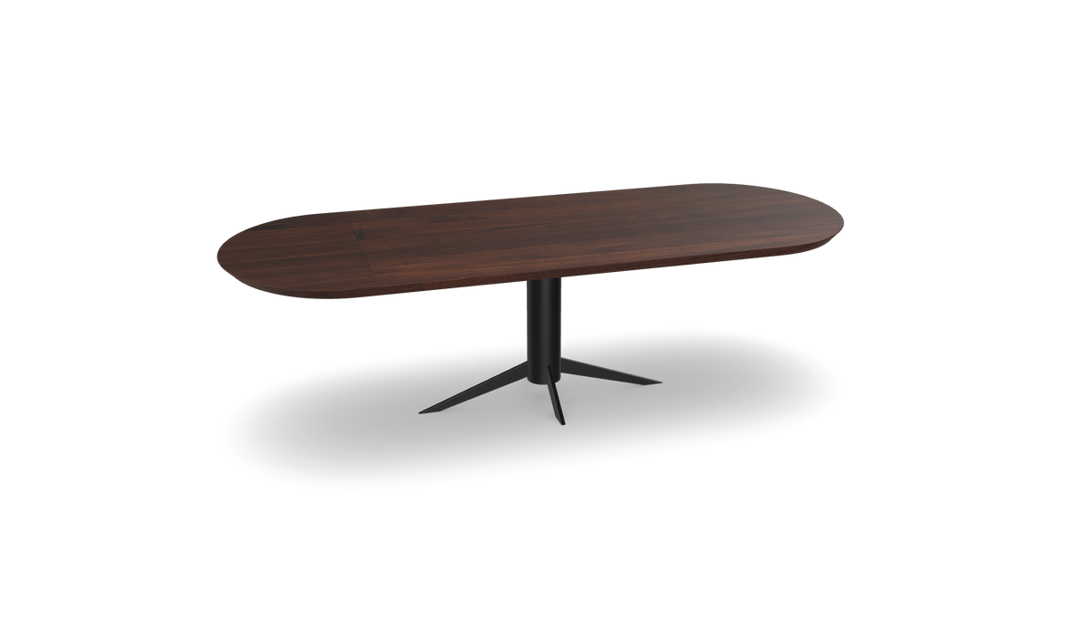 Noten plat ovale eettafel met kolompoot - spider Nijhuis Meubels