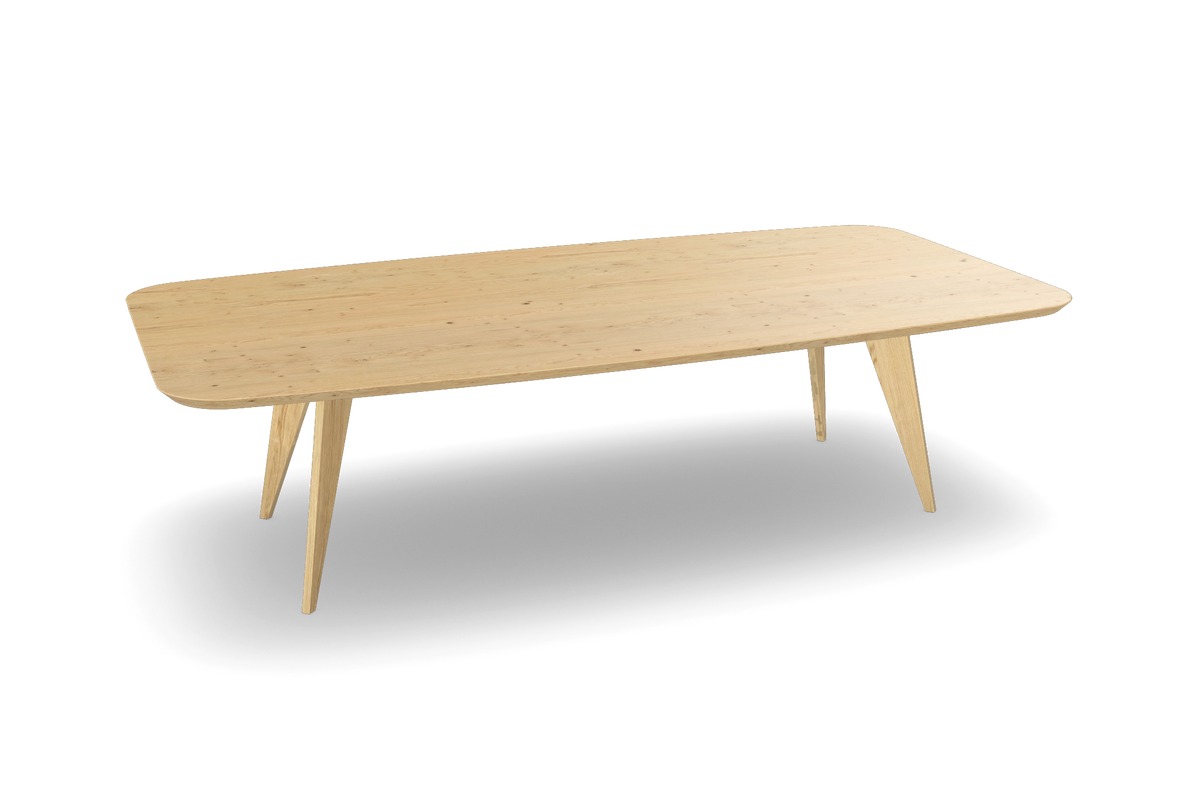 Eiken tonvorm eettafel met Scandinavische poten Nijhuis Meubels
