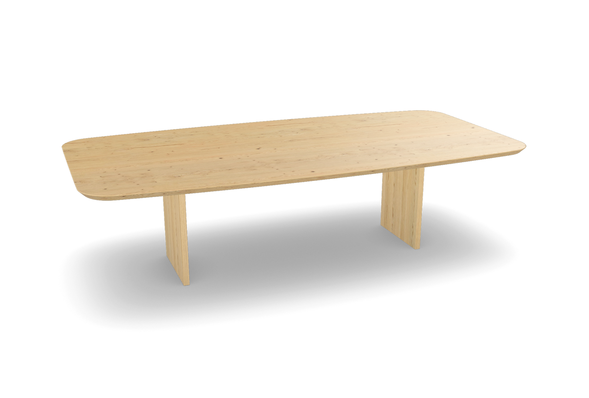 Eiken tonvorm eettafel met paneel poten Nijhuis Meubels