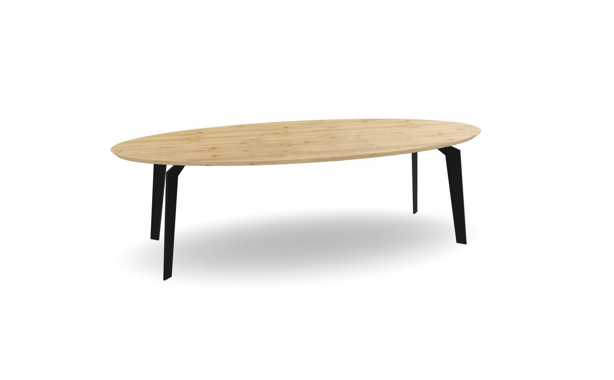 Eiken ovale eettafel met quad poten Nijhuis Meubels