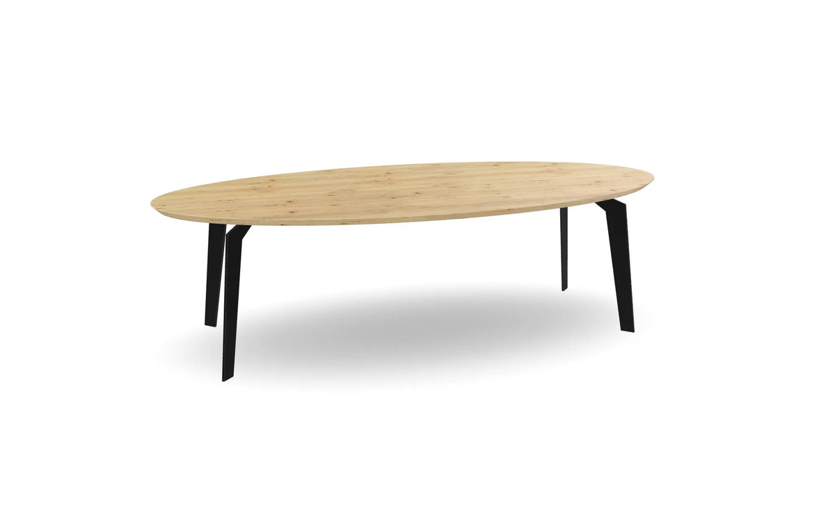 Eiken ovale eettafel met quad poten Nijhuis Meubels
