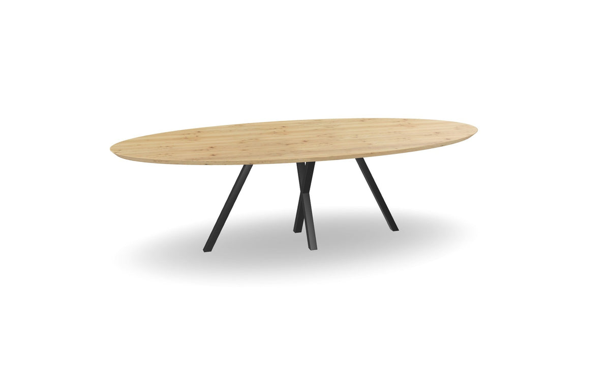 Eiken ovale eettafel met spinpoot - x Nijhuis Meubels
