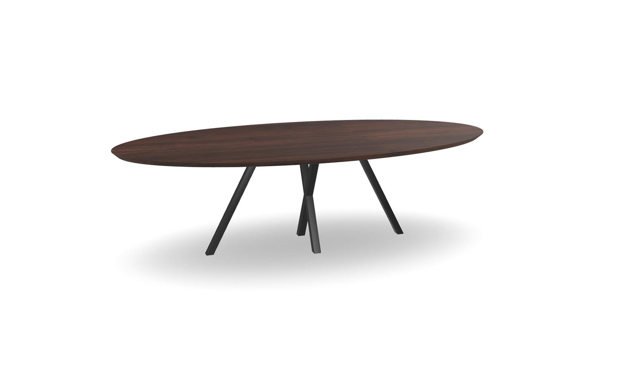 Notenhouten Ovale Eettafel met Spinpoot - X Nijhuis Meubels