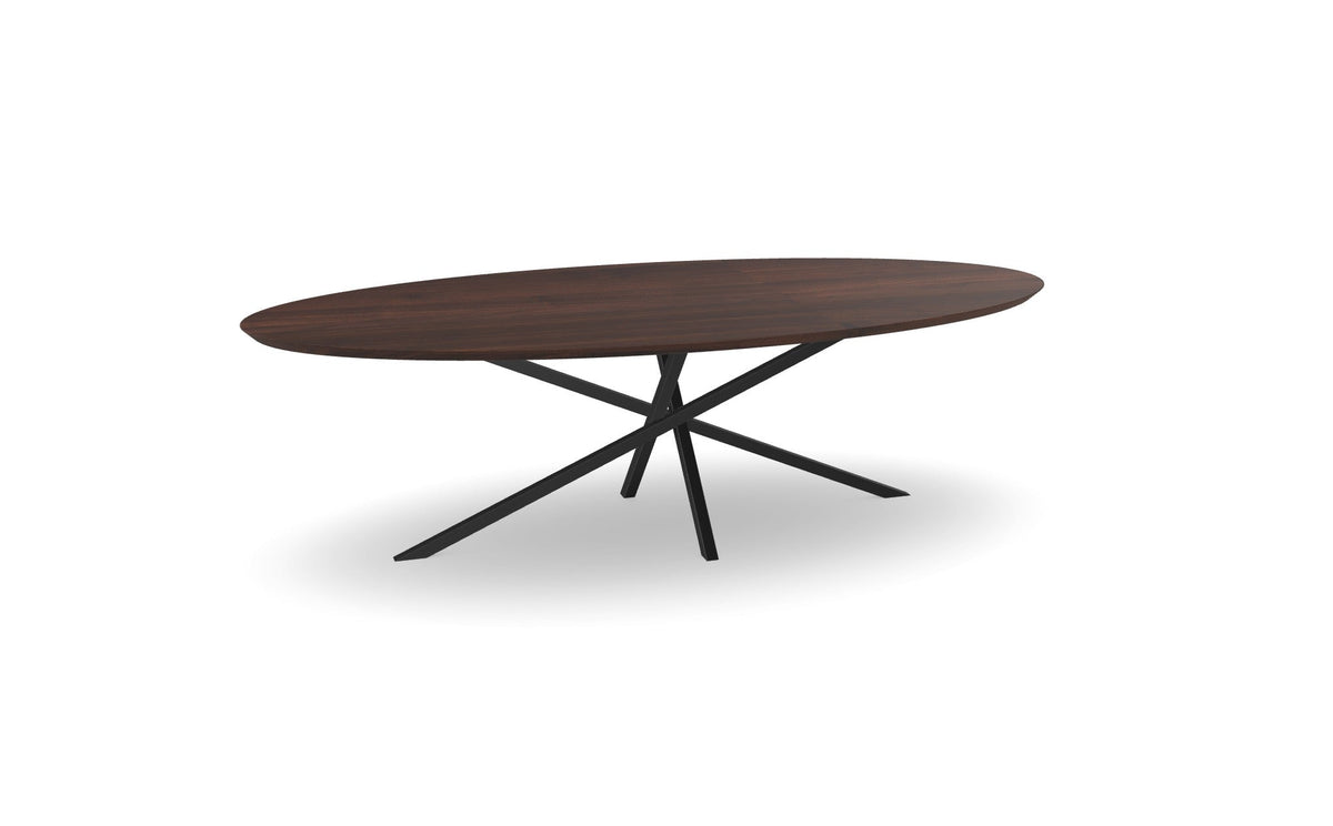Notenhouten Ovale Eettafel met Twist Poot Nijhuis Meubels