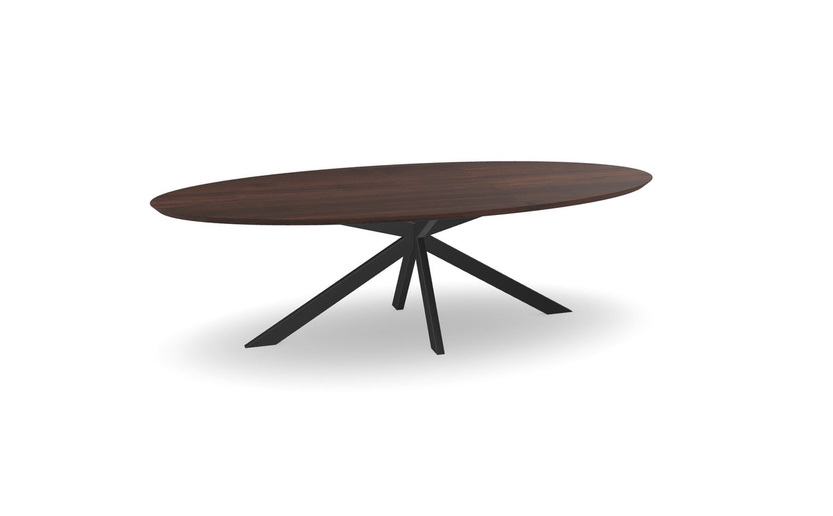 Notenhouten Ovale Eettafel met Matrix Asymmetrisch Nijhuis Meubels