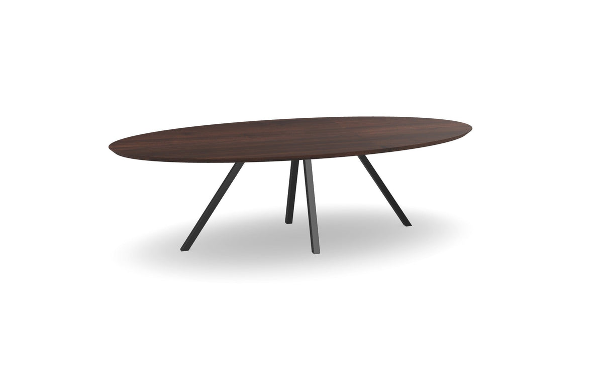 Notenhouten Ovale Eettafel met Spinpoot Nijhuis Meubels