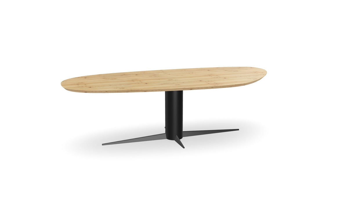 Organische eiken eettafel met kolompoot - diamant Nijhuis Meubels