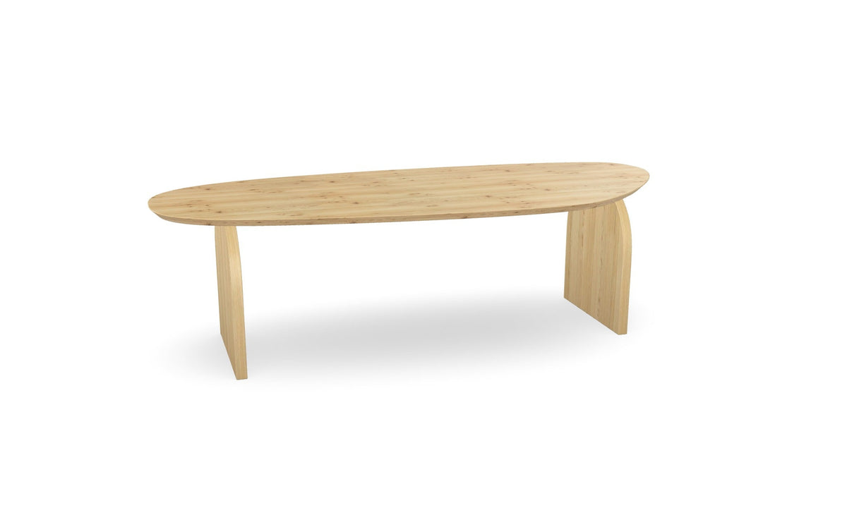 Organische eiken eettafel met plat ovale poot Nijhuis Meubels