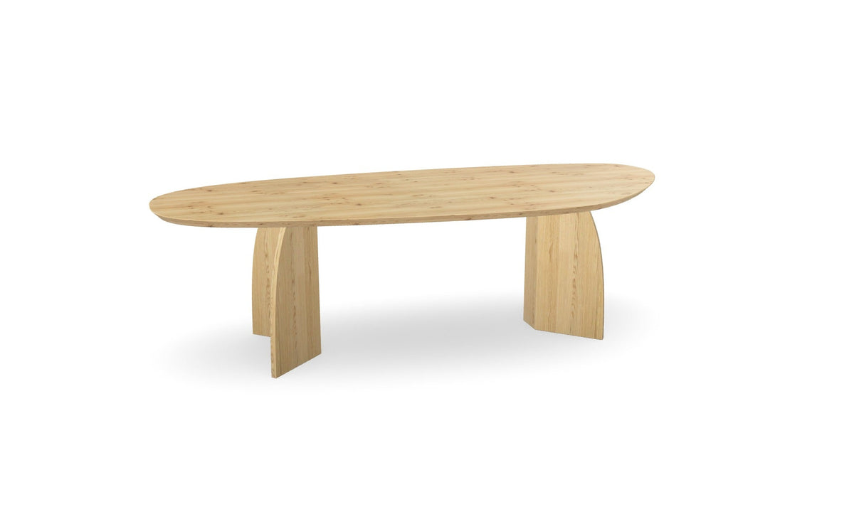 Organische eiken eettafel met houten vlinderpoot Nijhuis Meubels