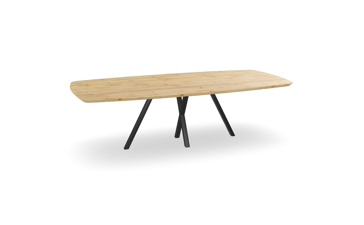 Eiken bootvorm eettafel met spinpoot - x Nijhuis Meubels