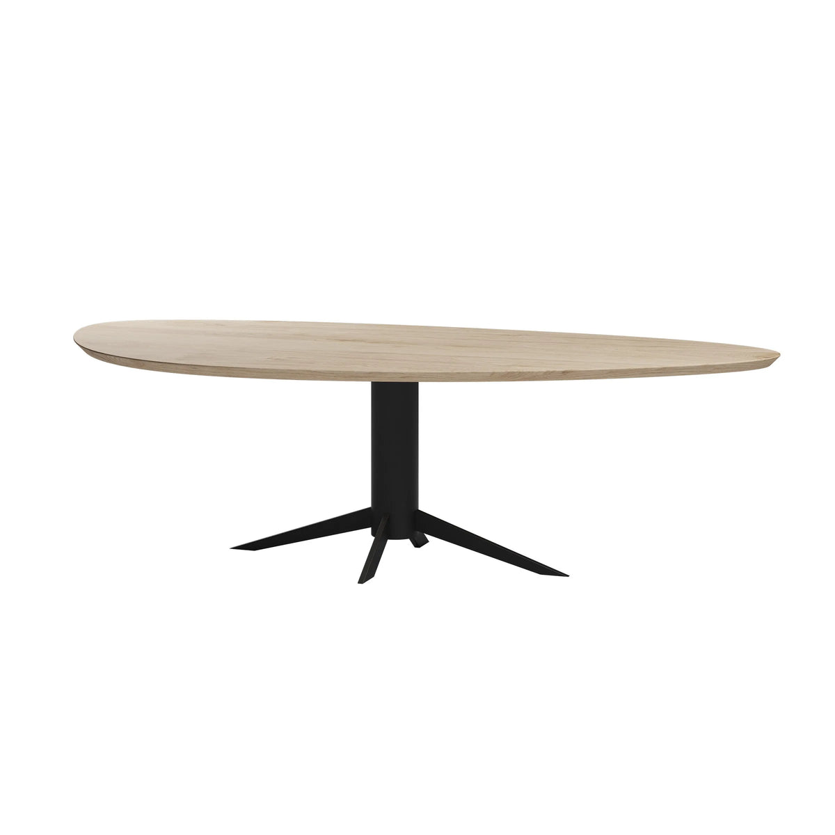 Eiken kiezel eettafel met kolompoot spider