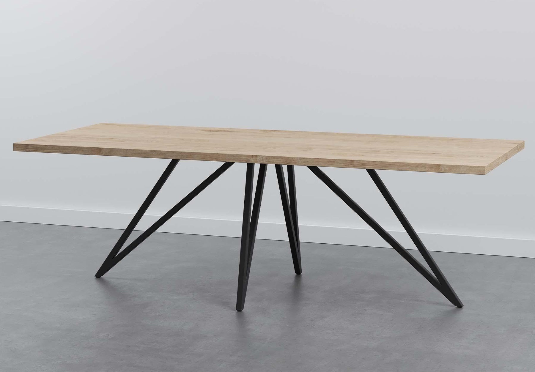 Eiken rechthoekige eettafel met dunne ster poot