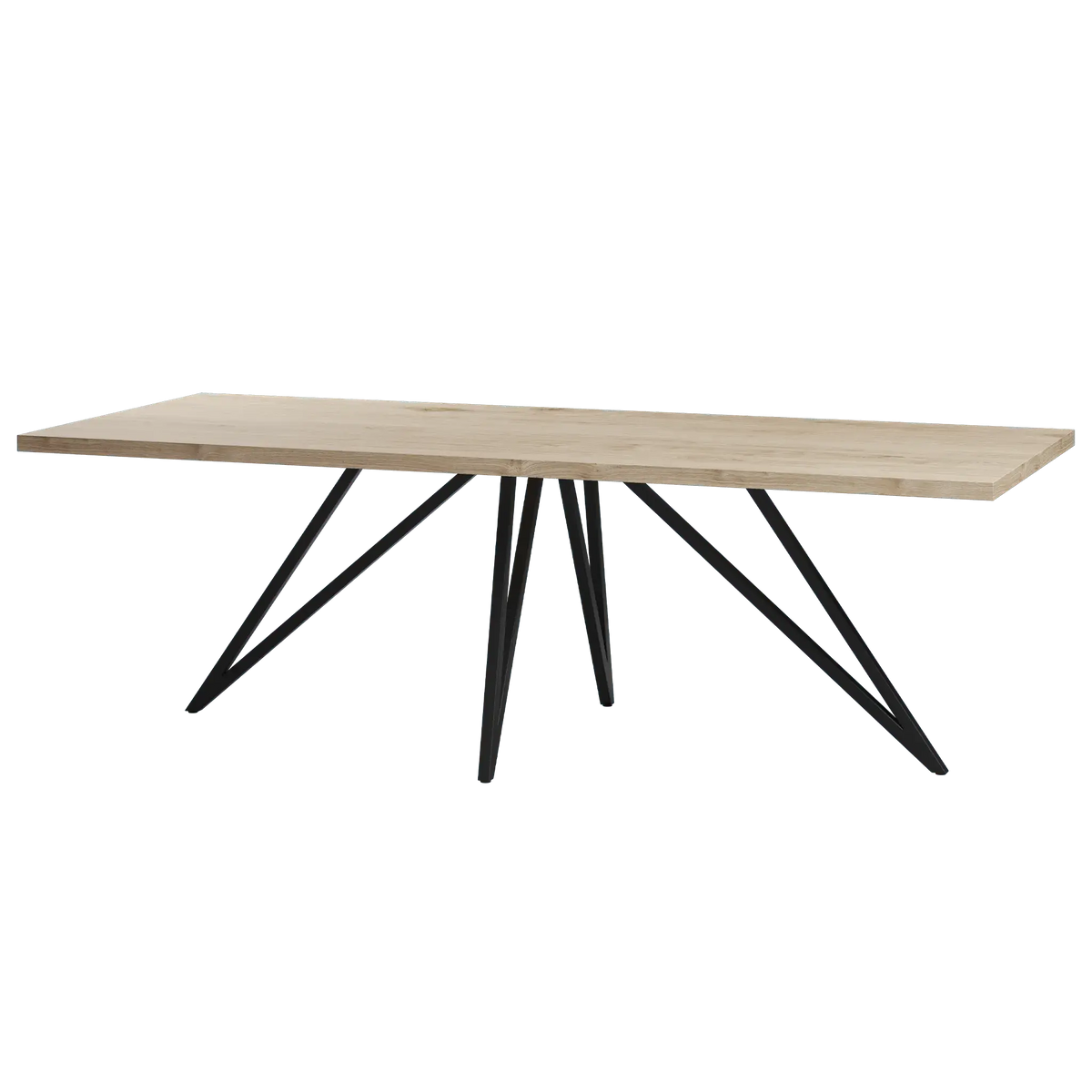 Eiken rechthoekige eettafel met dunne ster poot