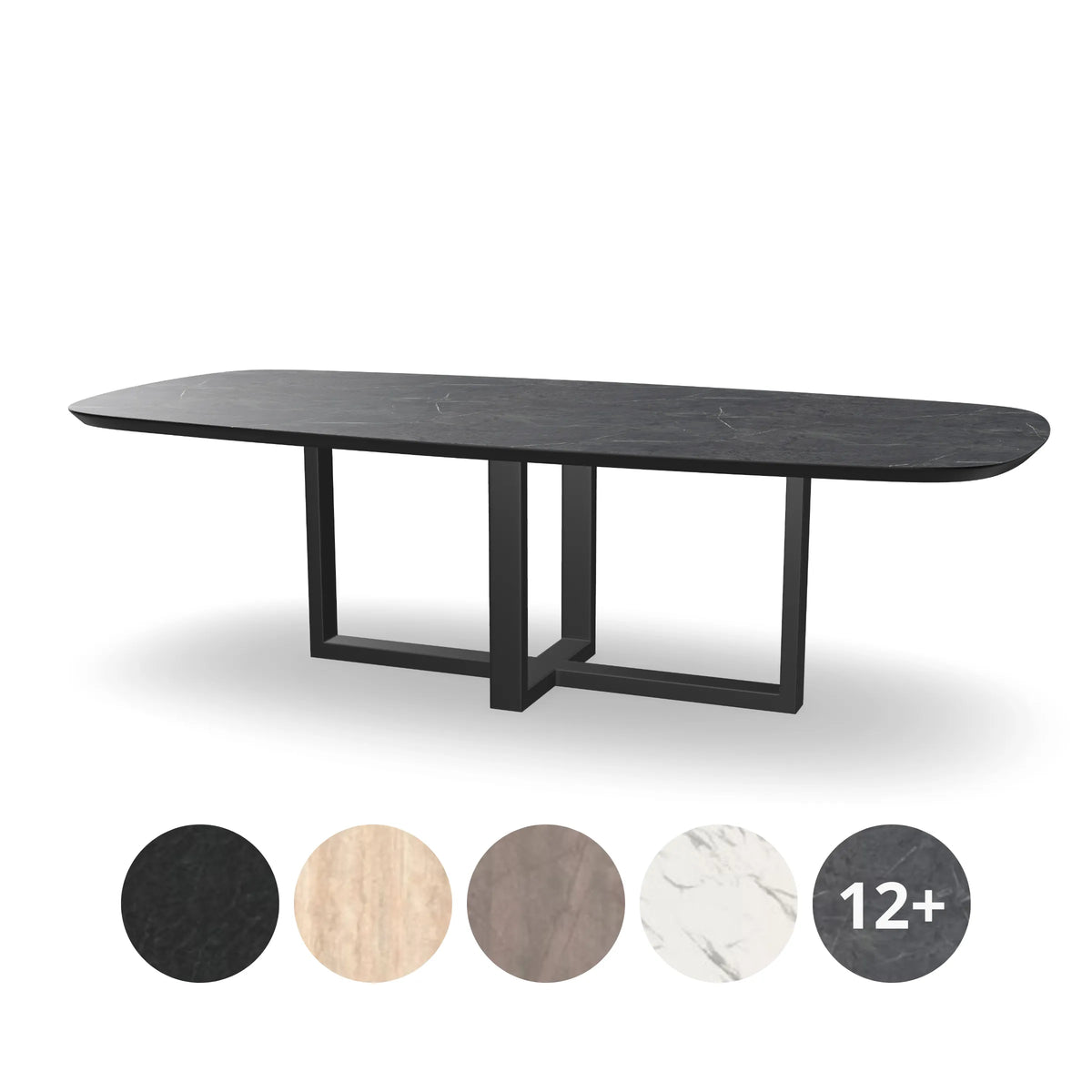 HPL Deens Ovale Eettafel met Dubbele U-poot - recht