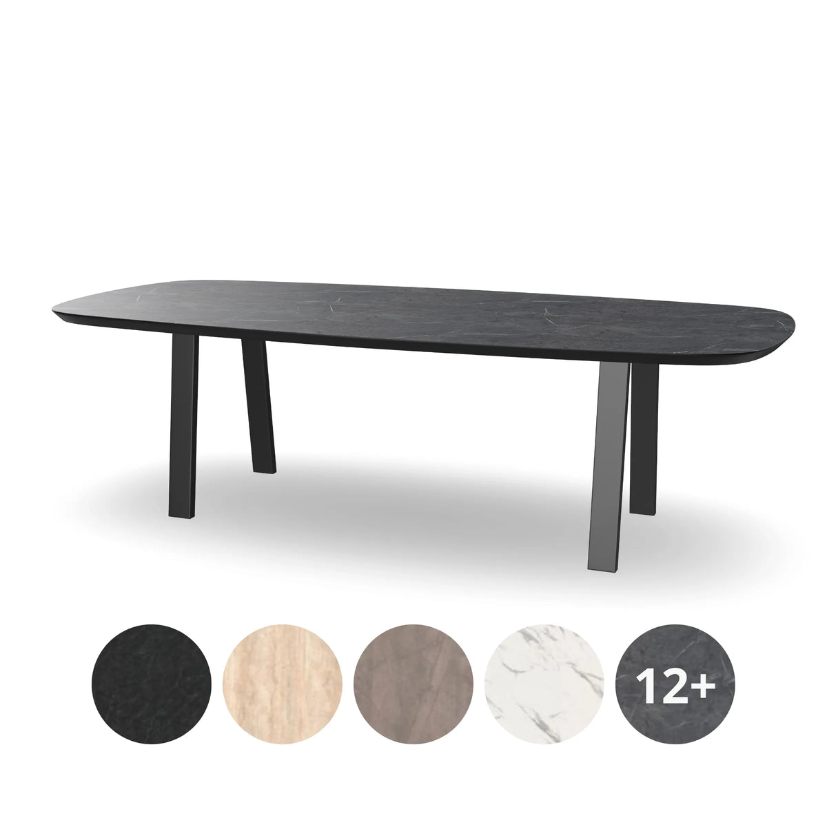 HPL Deens Ovale Eettafel met Stalen Trapezium Poten