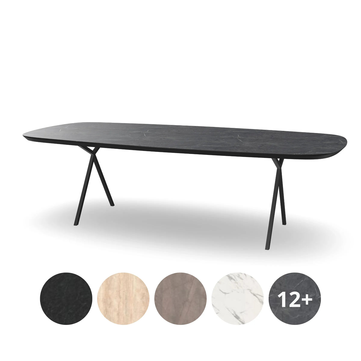 HPL Deens Ovale Eettafel met X-poten - slim