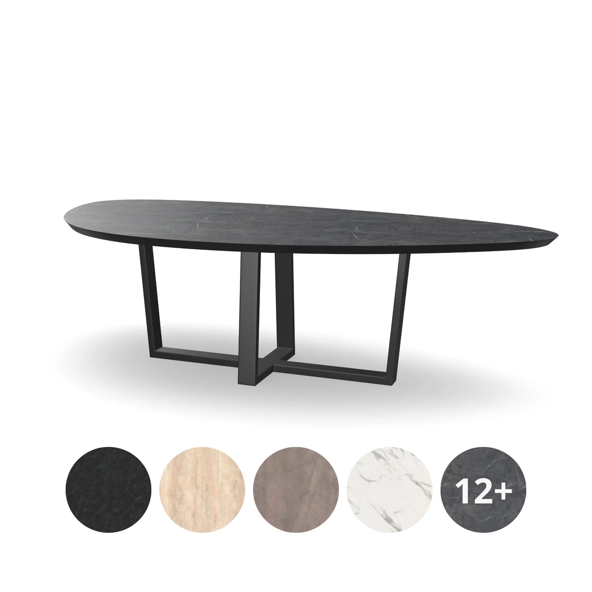 HPL Kiezel Eettafel met Dubbele U-poot Schuin