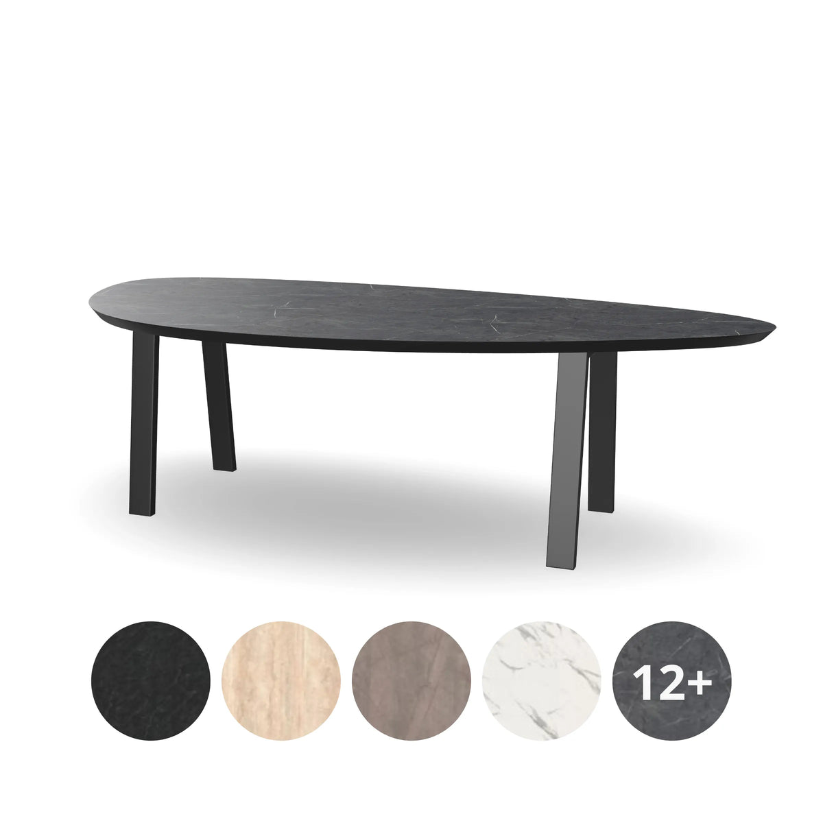 HPL Kiezel Eettafel met Stalen Trapezium Poten