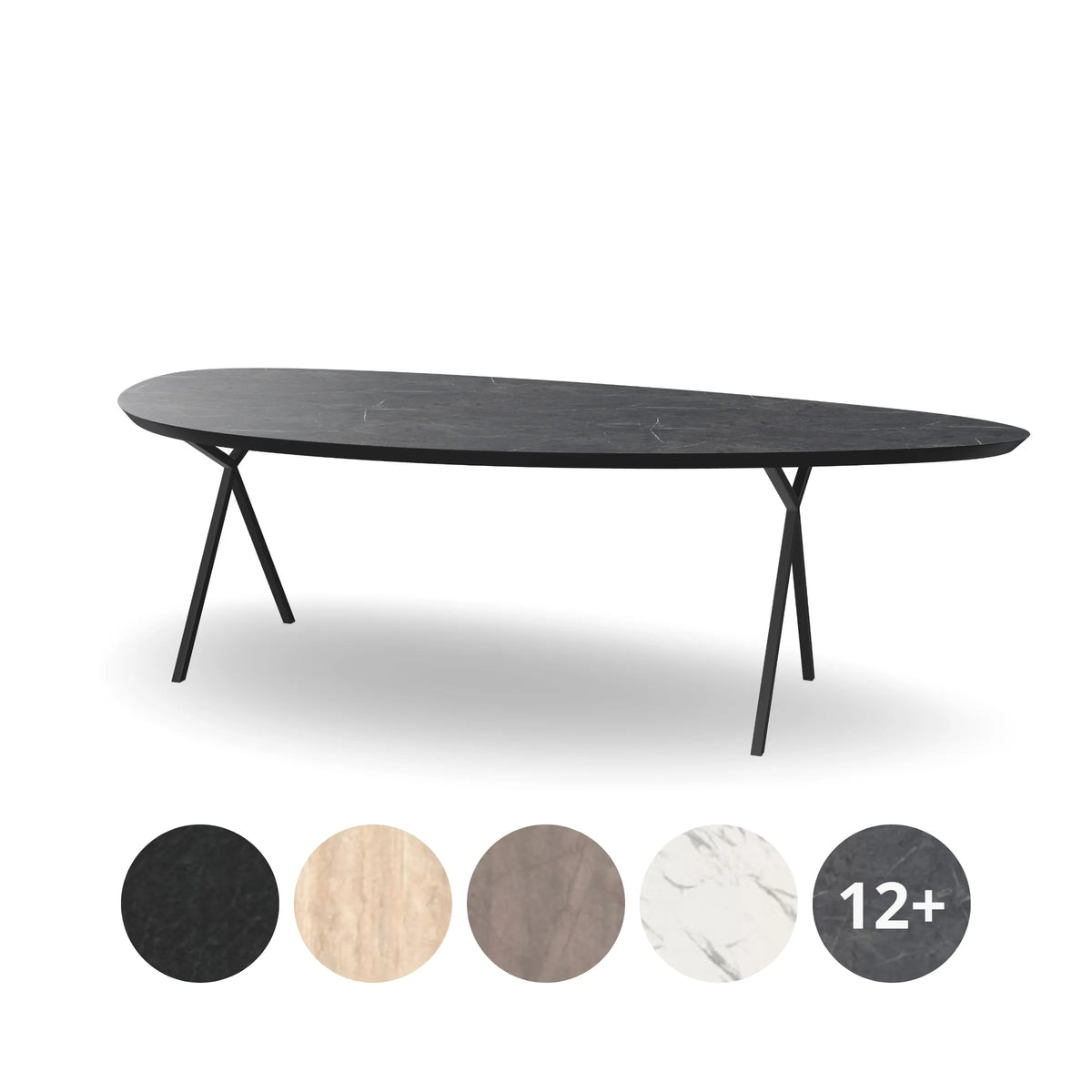 HPL Kiezel Eettafel met X-poten - slim