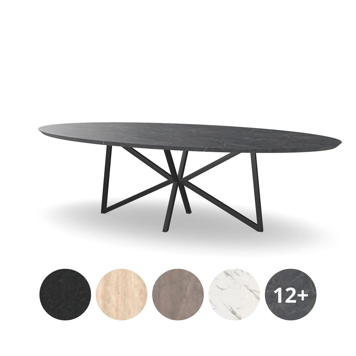 HPL Ovale Eettafel met Butterfly Poot