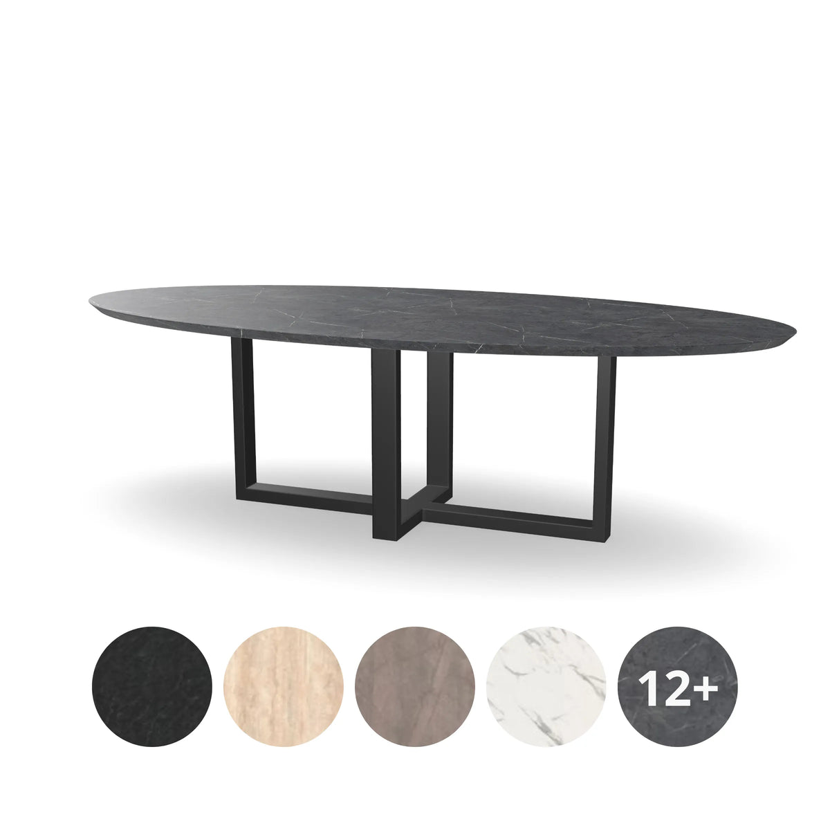 HPL Ovale Eettafel met Dubbele U-recht