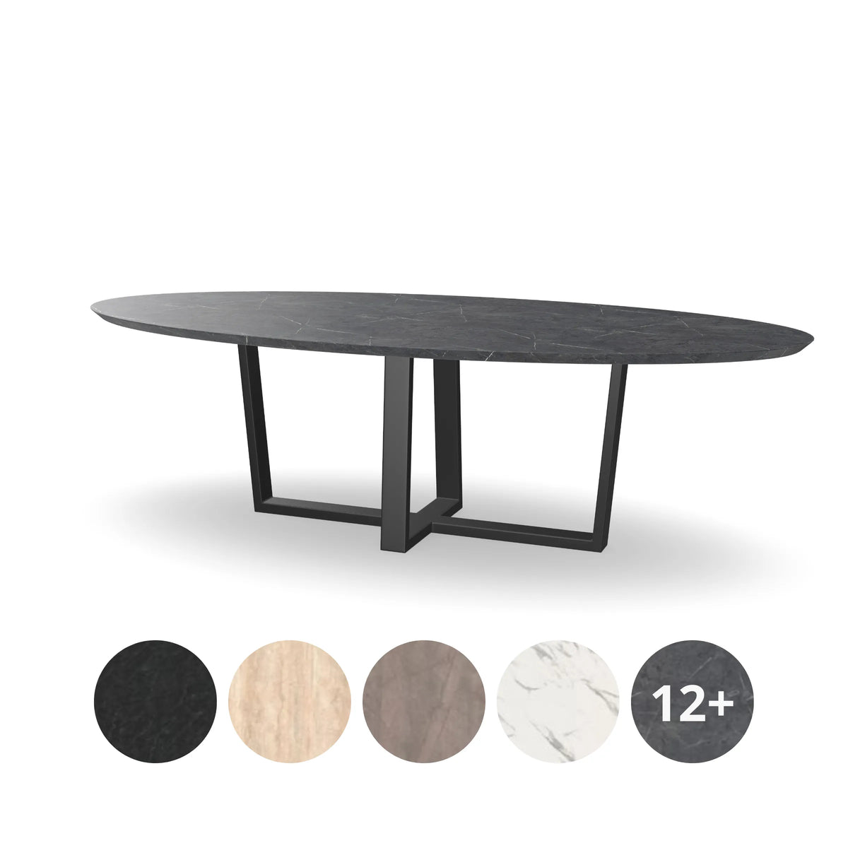 HPL Ovale Eettafel met Dubbele U-schuin