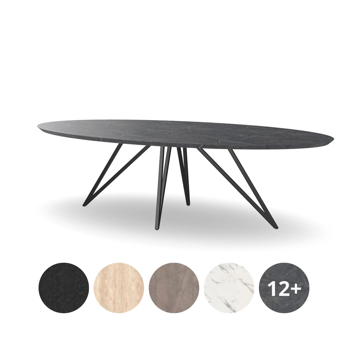 HPL Ovale Eettafel met Dunne Ster Poot