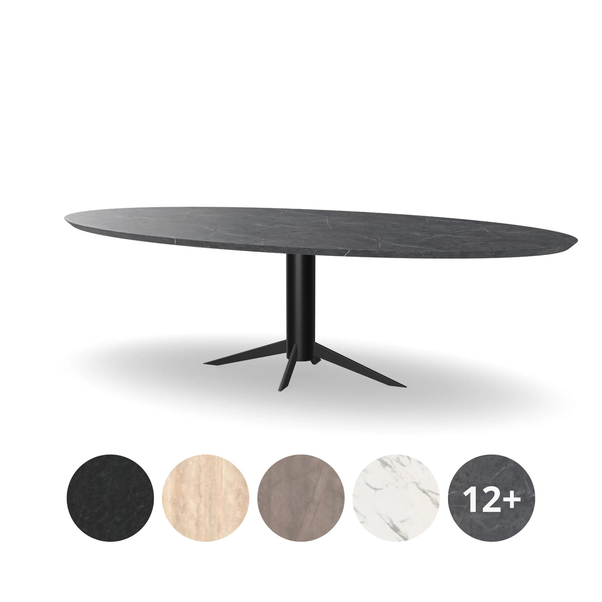 HPL Ovale Eettafel met Kolompoot - Spider