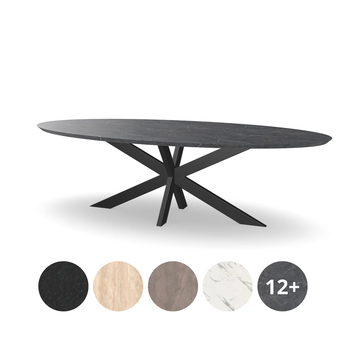 HPL Ovale Eettafel met Matrixpoot Slank