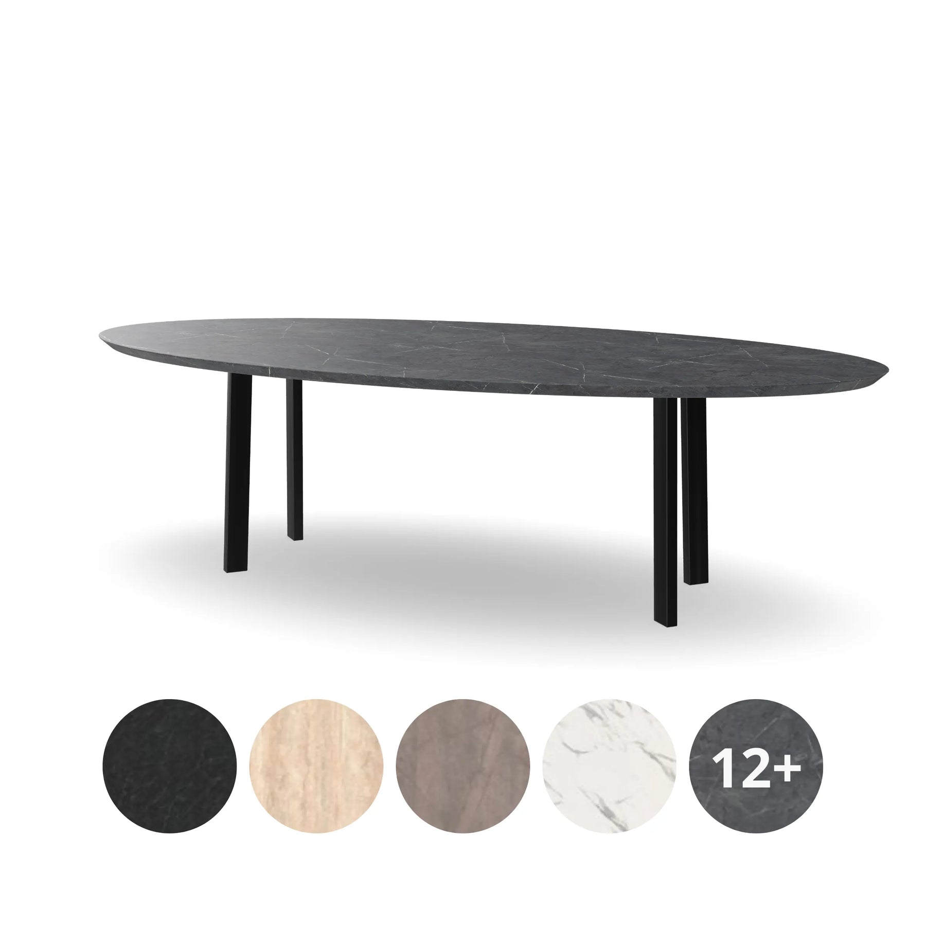 HPL Ovale Eettafel met Schuine i-poten