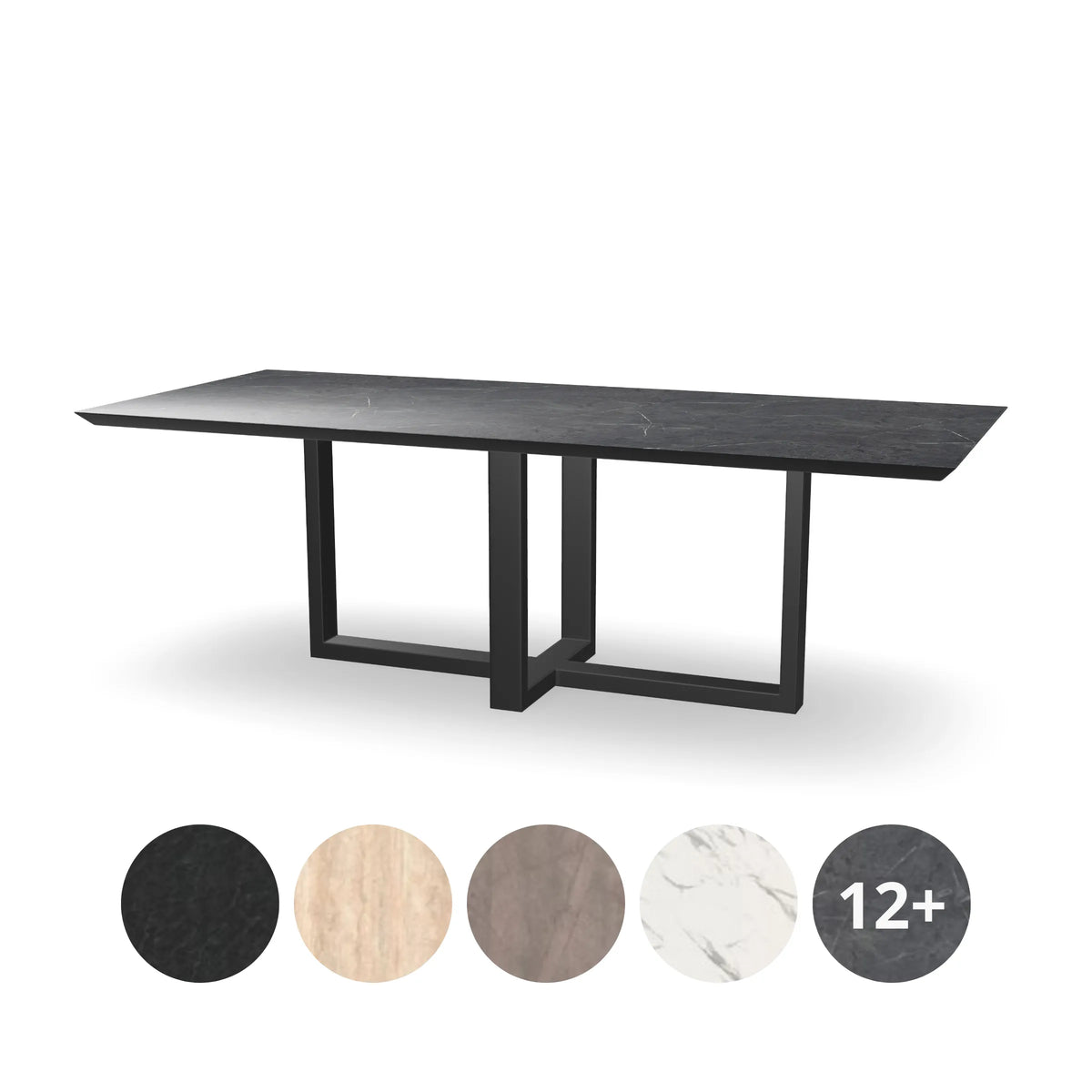 HPL Rechthoekige Eettafel met Dubbele U-poot - recht