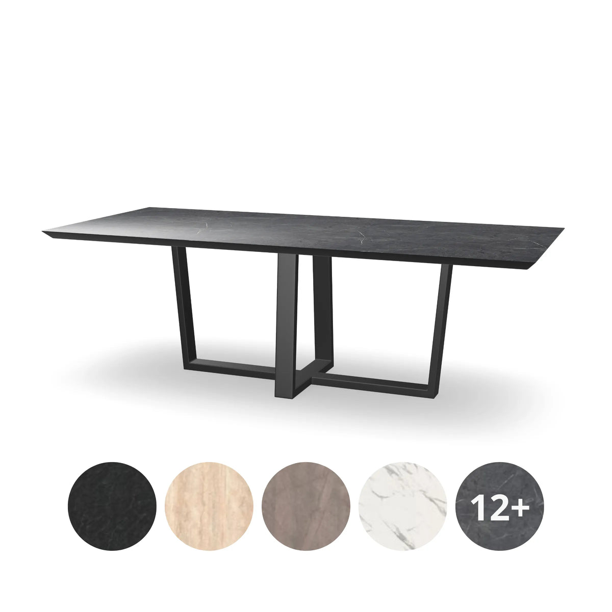 HPL Rechthoekige Eettafel met Dubbele U-poot - schuin