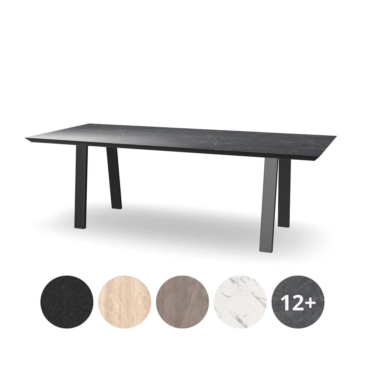 HPL Rechthoekige Eettafel met Stalen Trapezium Poten