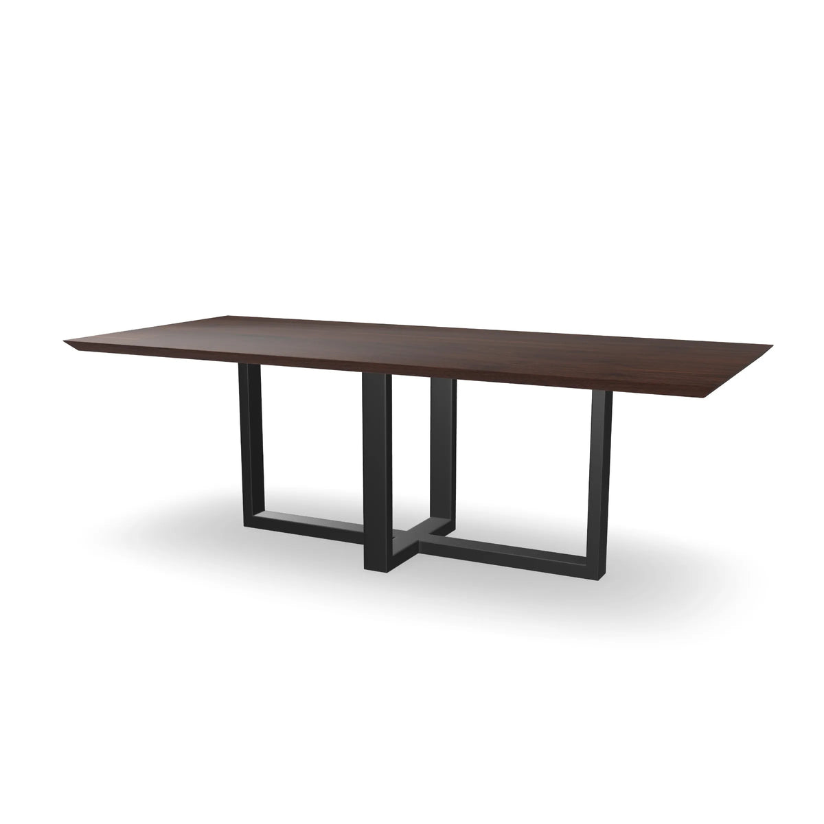 Notenhouten rechthoekige eettafel met dubbele U-poot - recht