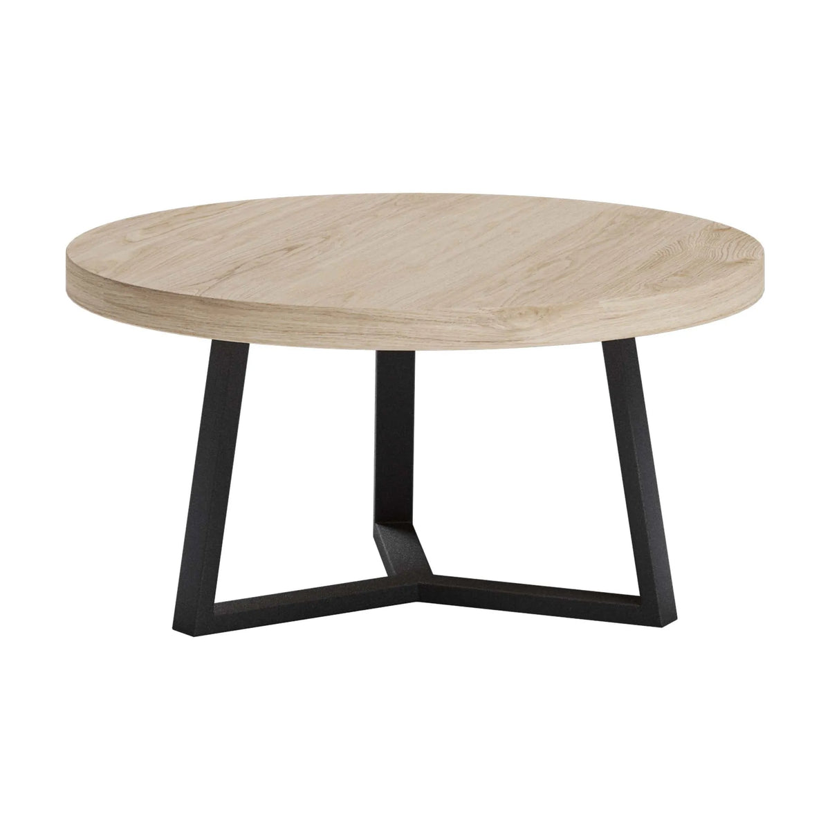 Ronde eiken salontafel met U poot