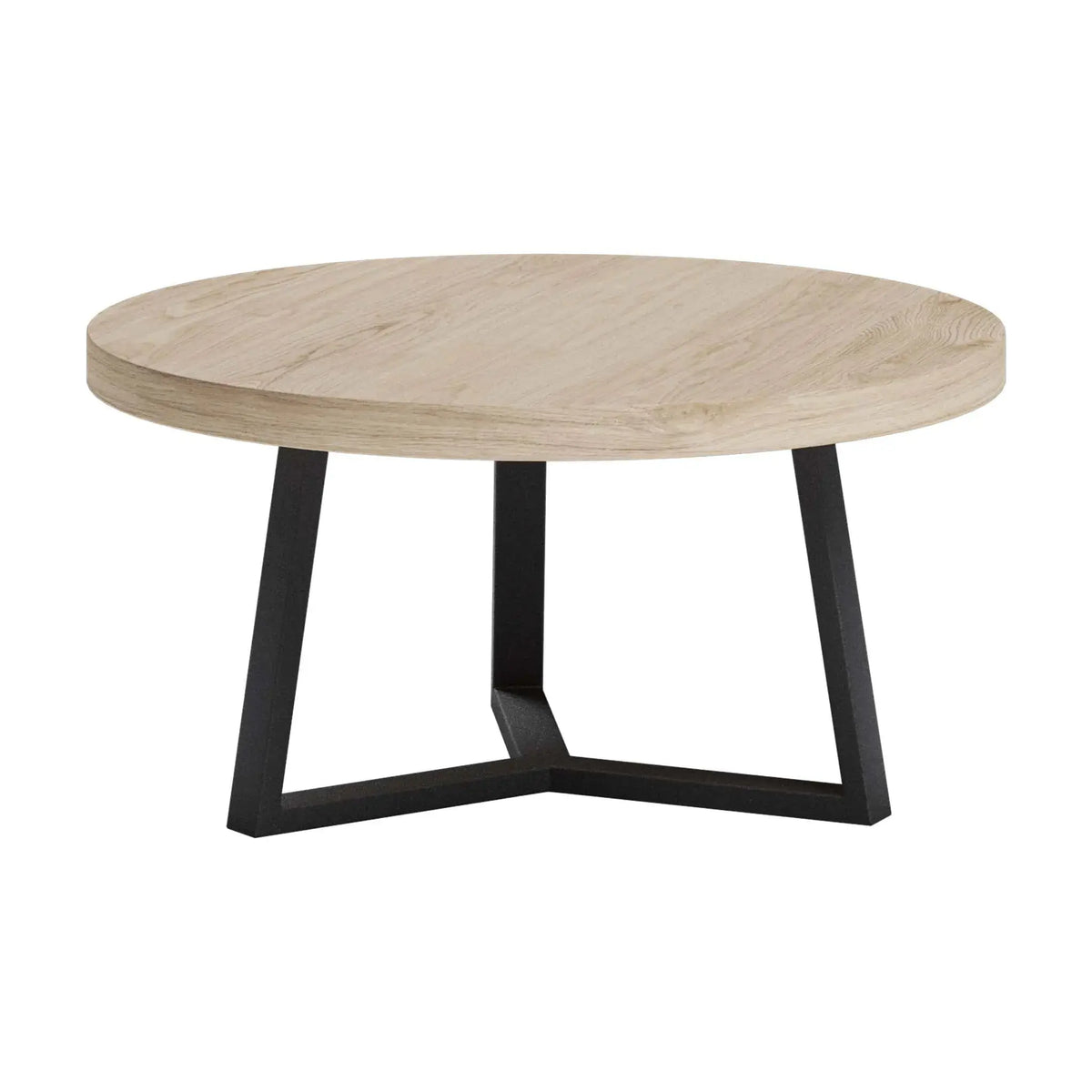 Ronde eiken salontafel met U poot