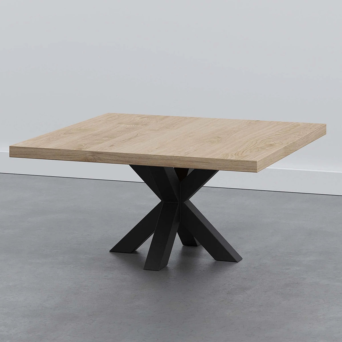 Vierkante salontafel met stalen spinpoot