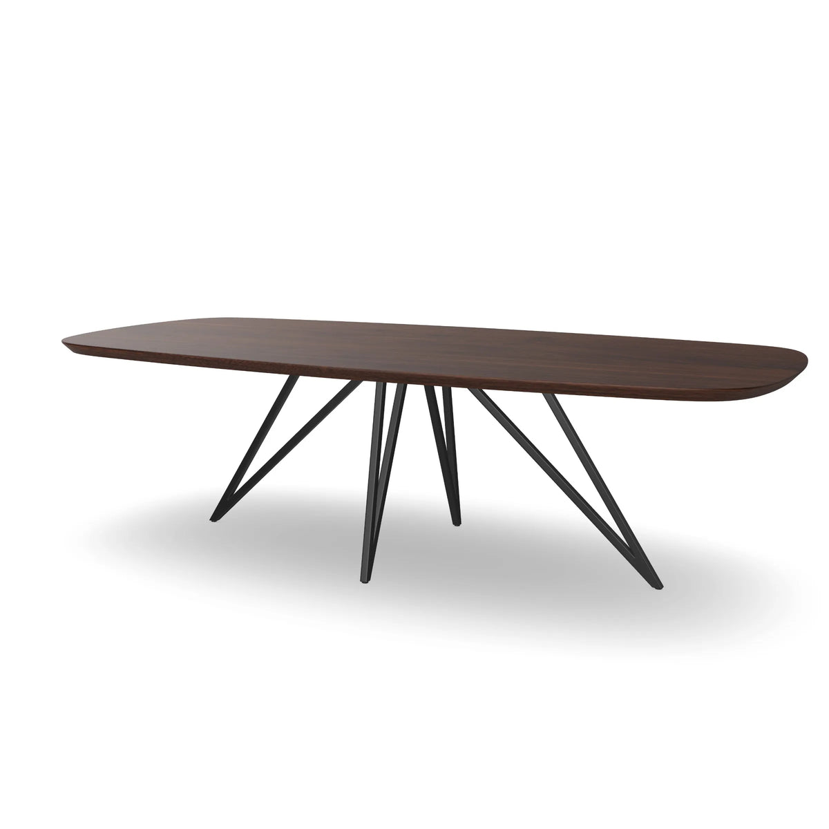 Notenhouten Deens Ovale Eettafel met Dunne Ster Poot
