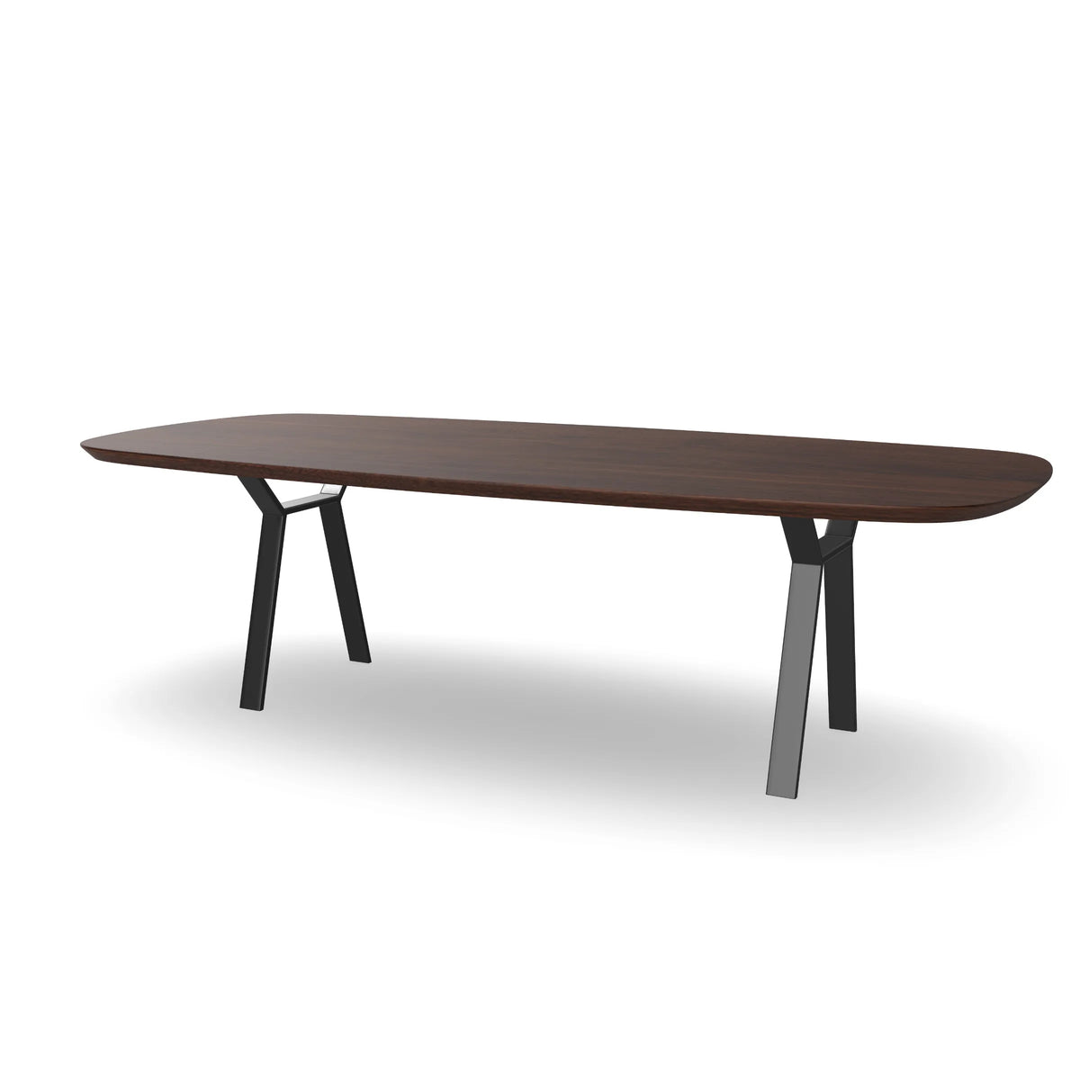 Notenhouten Deens Ovale Eettafel met H-poten