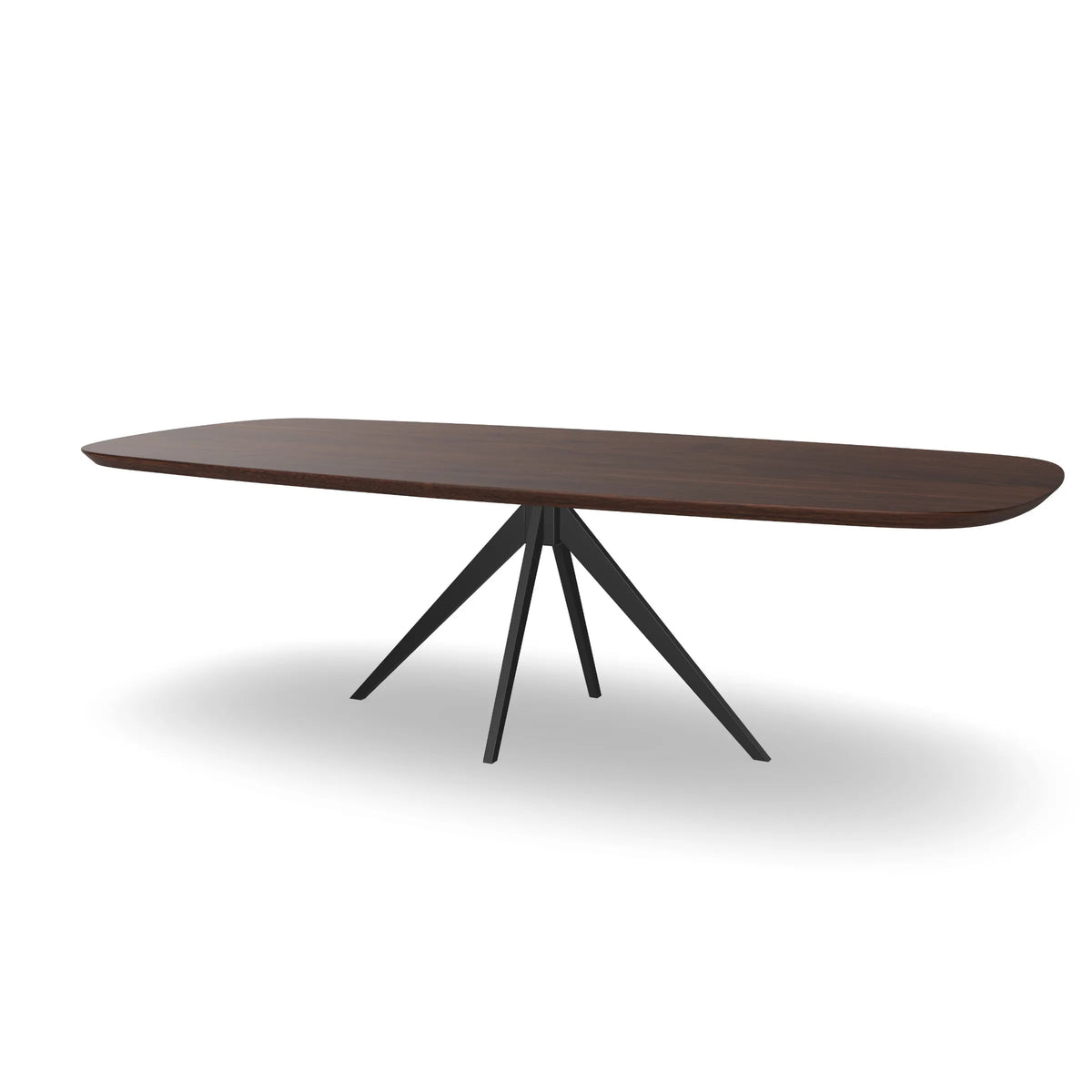 Notenhouten Deens Ovale Eettafel met Tapse Spinpoot