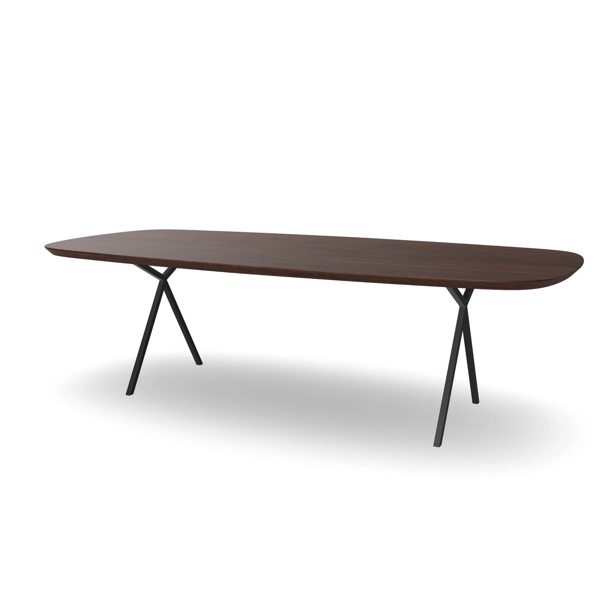 Notenhouten Deens Ovale Eettafel met X-poten - slim