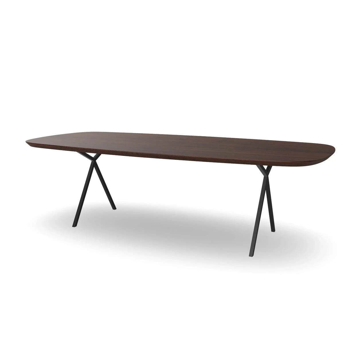 Notenhouten Deens Ovale Eettafel met X-poten - slim