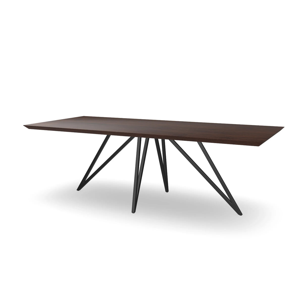 Notenhouten rechthoekige eettafel met dunne ster poot