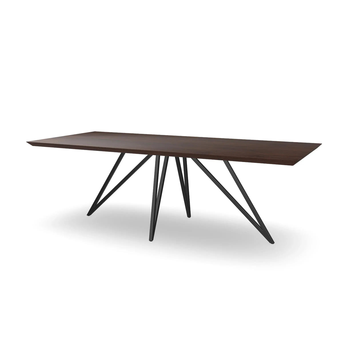 Notenhouten rechthoekige eettafel met dunne ster poot
