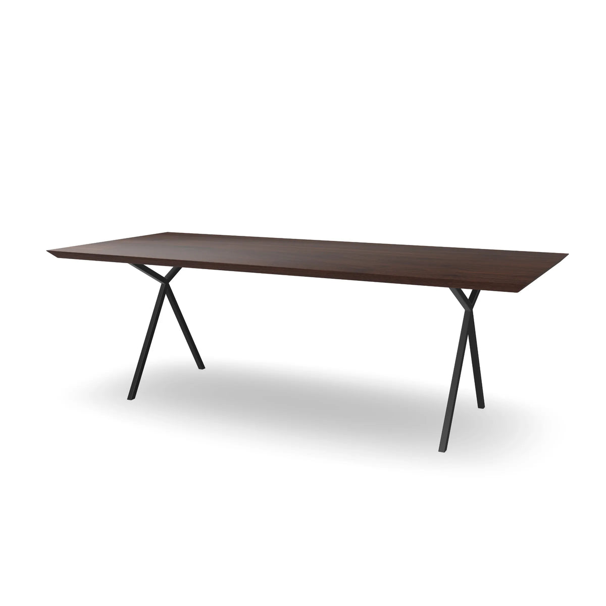 Notenhouten rechthoekige eettafel met X-poten - slim