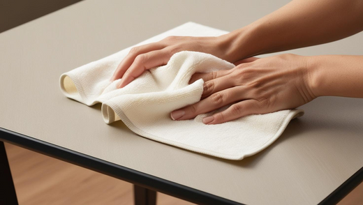 HPL tafelblad dat wordt onderhouden met een vochtige doek