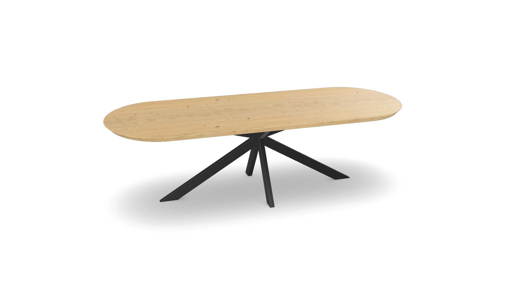 Eiken plat ovale eettafel met 1381